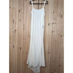 NWT Lulus Safine White Backless Mermaid Maxi Dress Wedding Bride Bridal Size L